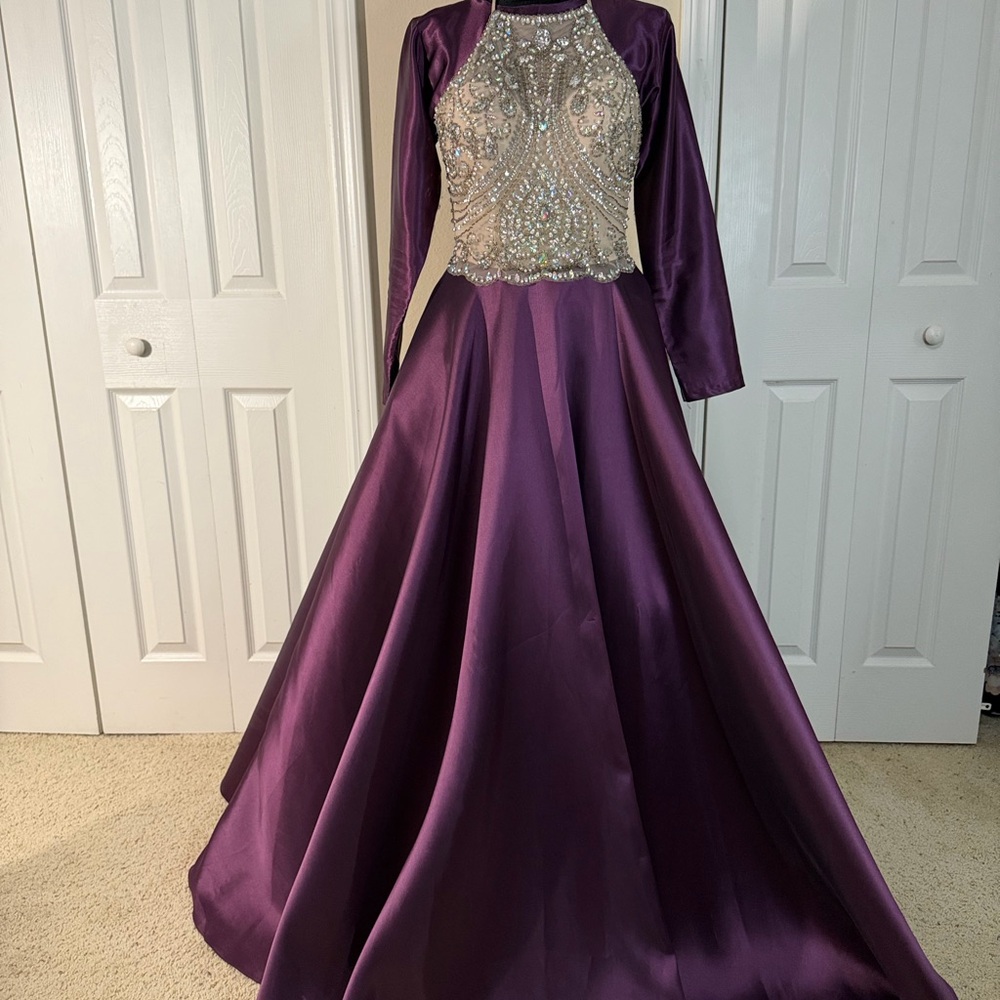 Elegant Purple Gown with Embellished Bodice